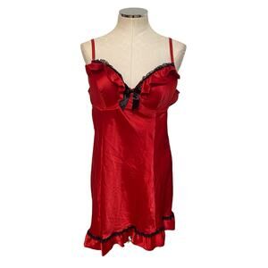Flora’s Follies Red Satin Babydoll Sexy Lingerie Chemise Slip Plus Size 2X